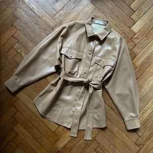 Faux Leather Shacket with Belt